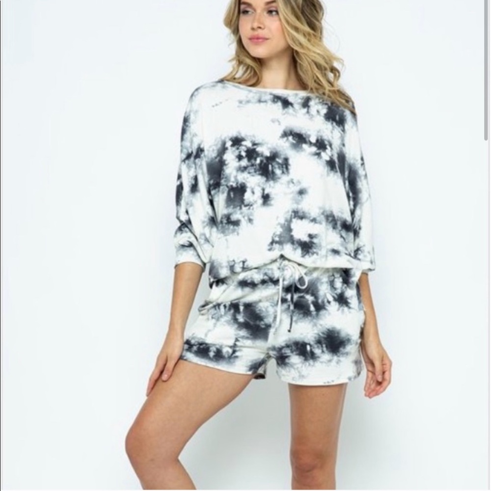 COPY - Black & White Tie-Dye Loungewear Pajama Bo…